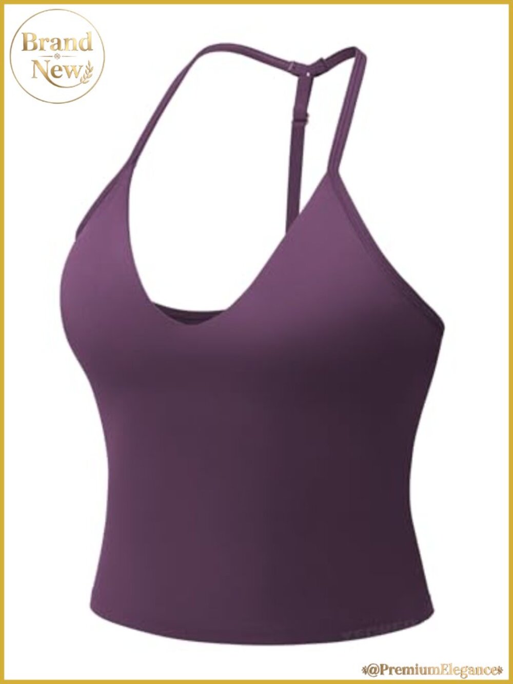 Women's Active Halter Tank Top with Built-In Bra & Racerback